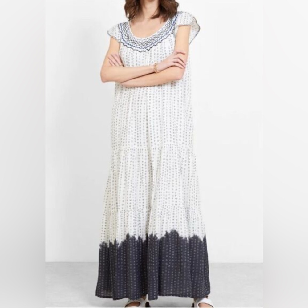 Apiece Apart Aborsano White and Black‎ Patterned Maxi Dress